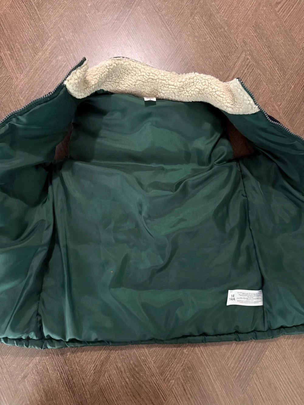 Carter's Dark Green Puffer Vest with Navy Blue Corduroy Yoke